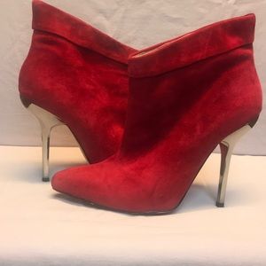 Aldo Red Suede Stiletto Booties Size 6